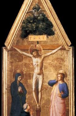 Cristo crucificado con la Virgen, San Juan Evangelista y el cardenal Juan de Torquemada