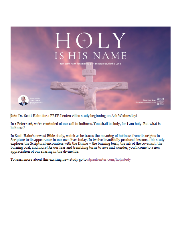 Holy Is His Name Bulletin Text